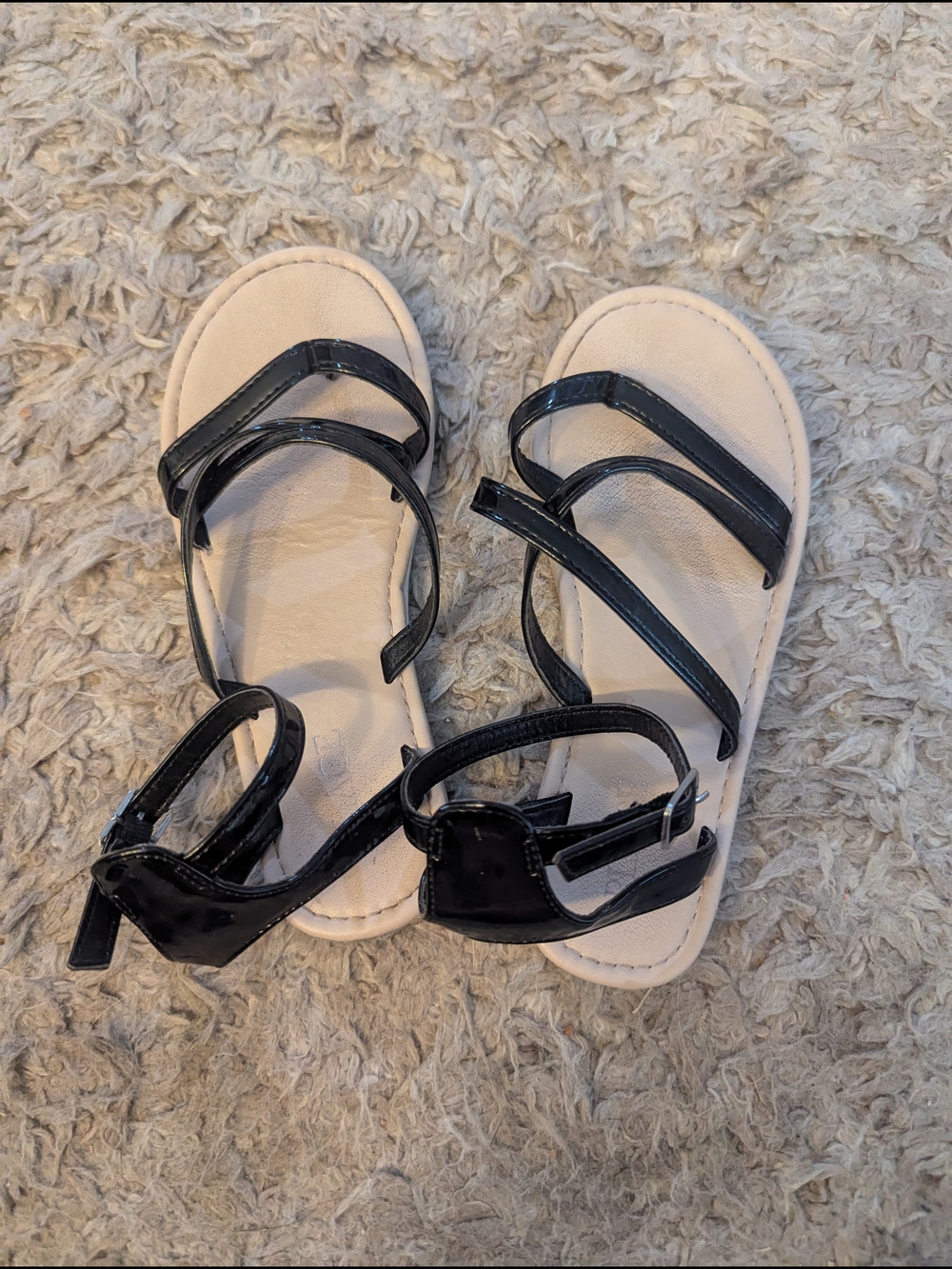 Black Strappy Girl’s Sandals - Classic Summer Style